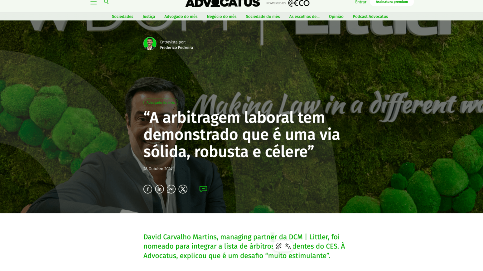 “A arbitragem laboral tem demonstrado que é uma via sólida, robusta e célere”