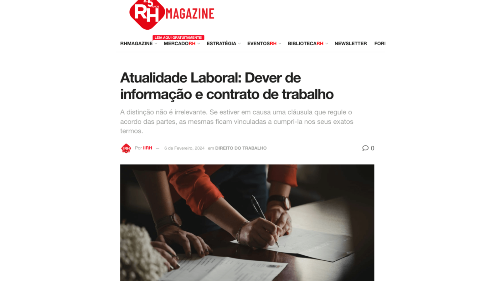 Atualidade Laboral: Dever de informação e contrato de trabalho
