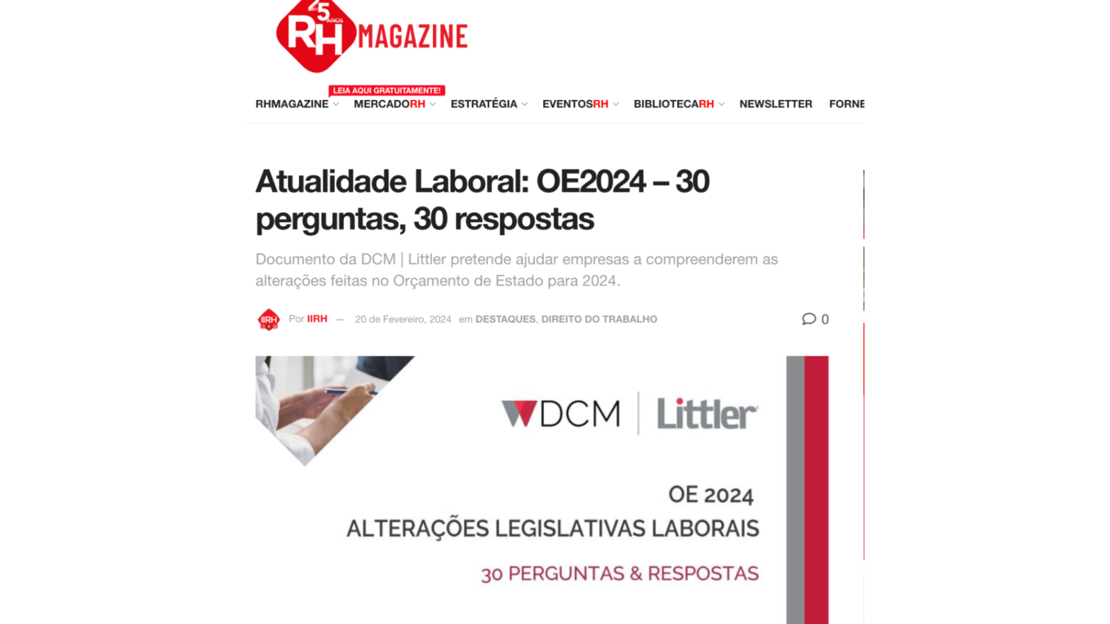 Atualidade Laboral: OE2024 – 30 perguntas, 30 respostas